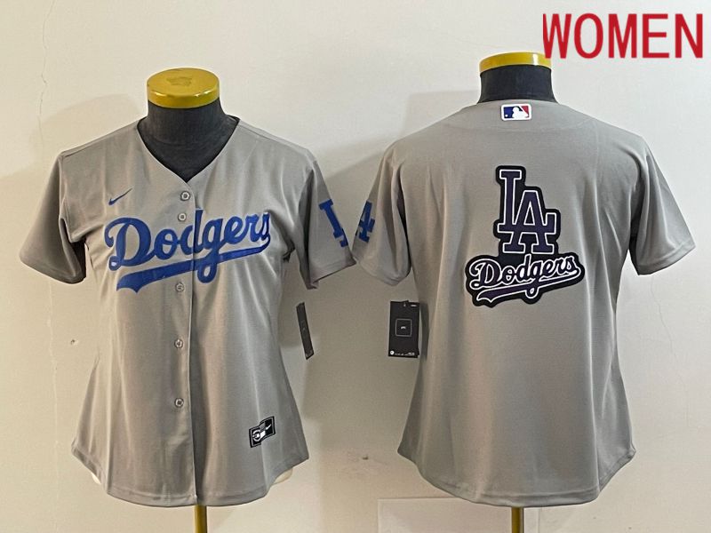 Women Los Angeles Dodgers Blank Grey Nike Game MLB Jersey style 5->women mlb jersey->Women Jersey
